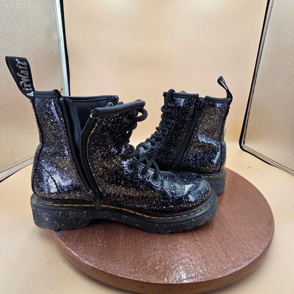 Dr. Martens 1460 J Black Galaxy Glitter Boots Kids Size 2 US 1 UK 33 EU